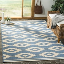 SAFAVIEH Linden Celandine Geometric Area Rug, Cream/Blue, 6'7" x 6'7" Square