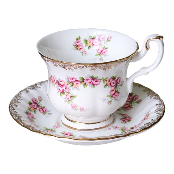 Vintage Floral Bone China Tea Cup Saucer Set 6oz Dimity Rose