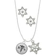 thumbnail image 1 of Delight Jewelry Silvertone Domed Black RN Silver tone Snowflake Charm Necklace and Stud Earrings, 1 of 4