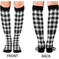 thumbnail image 2 of FREEAMG High Elasticity Compression Socks, High Knee Socks Adult Universal Leisure Relieve Fatigue,Classic Black and White Checkered Travel Daily with Running (1 Pair), 2 of 7