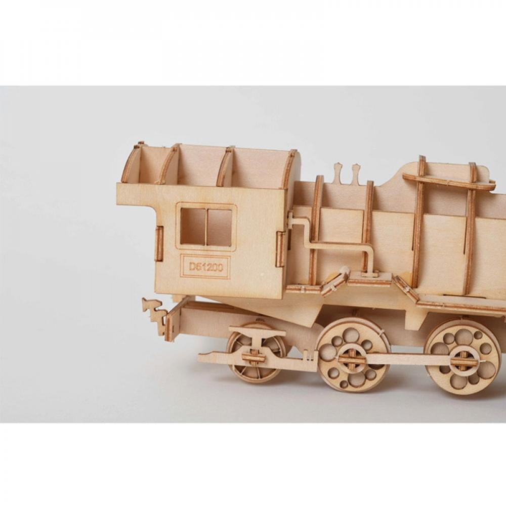 Details about   3D Wooden Steam Train  Model Building Kits Toy New Creative For Children Adult 