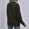 thumbnail image 3 of Jersey informal para mujer, cuello redondo, manga larga, hombros caídos, costura, bloque de color, jersey para mujer, Top OD verde L, 3 of 5