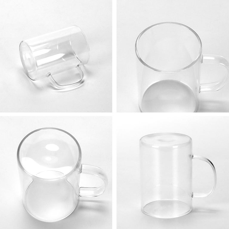 Glass Coffee Mug 10 ¾ Ounce (6 Pack) with Convenient Handle, Tea Glasses  for Hot and Cold Beverages, Thermal Shock Resistant, Tempered Glass 