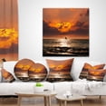 thumbnail image 4 of Designart Sunset Beach with Distant Sail Boat - Seashore Throw Pillow - 16x16, 4 of 5