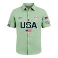 thumbnail image 4 of Mens 250 Anniversary USA Shirt Patriotic American Flag Polo Tshirt 1776-2026 Anniversary Button Up Lapel Shirts with Bold Lettering and Flag Details Light Green XL, 4 of 4