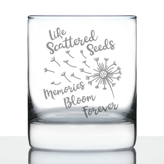 Bevvee Whiskey Rocks Glass 10.25 oz Scattered Seeds Dandelion Gifts for Whiskey Enthusiasts Glassware & Drinkware
