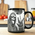 thumbnail image 2 of Lotusprinthandmade Funny Bigfoot and Unidentified Flying Object Black Ceramic Mug (15oz) (Made In US), bigfoot gift mug, 2 of 4