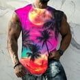 thumbnail image 2 of BiZtdJrK Men's Graphic Tank Tops Summer Sleeveless Muscle Shirts Beach Hawaiian Coconut Tree Tanks Going Out Outfits Hot Pink S, 2 of 6