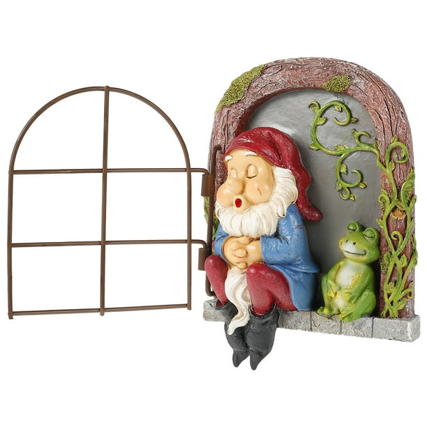 Gnome Garden Ornament Gnome Tree Window Statue Resin Decorative Elf ...