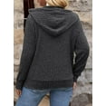 thumbnail image 2 of Cuteduck Women's Plus-Size Zip Up Knit Jacket Solid Color Long Sleeve String Hooded Fall/Winter Rib Cardigan 1X-4X, 2 of 7