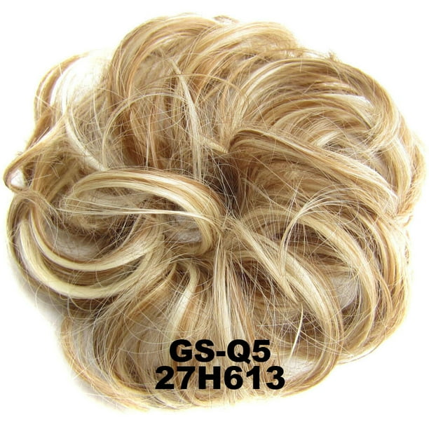 Real 100 Human Hair Extension Wrap Messy Hair Bun Curly Heat Ponytail