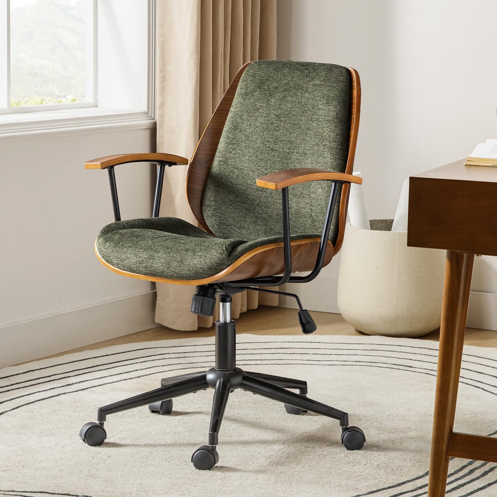 green mid-century modern solid wood product