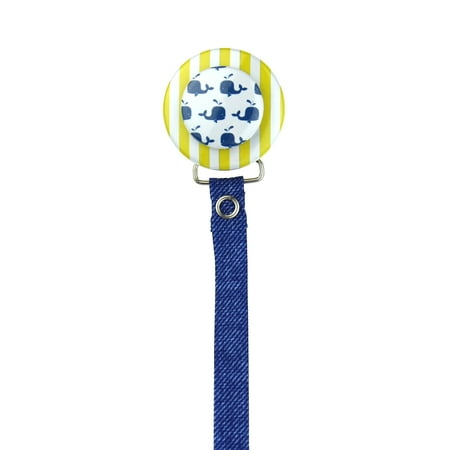 Navy Dolphins with Yellow Stripes 3D Pacifier Clip
