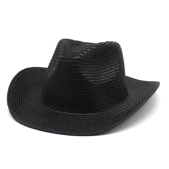Unisex Straw Cowboy Hat Solid Color Wide Brim Sun Protection Hat Foldable Lightweight Travel Outdoor Hat