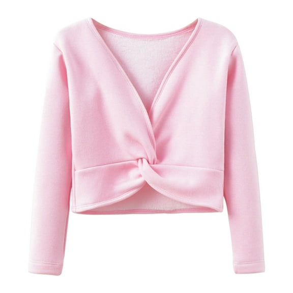 Autumn Winter Toddler Girls Long Sleeve Warm Solid Color Blouse Ballet Wrap Tops Velvet Dance Sweater for Stylish Little Ones