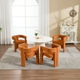 thumbnail image 2 of Guyou Modern Boucle Dining Chair Set of 4, Velvet Upholstered Barrel Chair, Comfy Armchair with Open Backrest, Vanity Side Chair Accent Chair for Living Room Bedroom Dining Room, Orange, 2 of 9