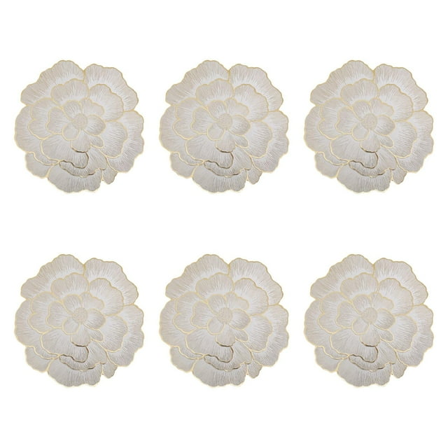 simhoa 6Pcs Placemats Dining Table Mats Bohemia Wipeable for Birthday Party Kitchen Gold