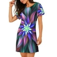 thumbnail image 2 of Zufioo Colored Abstract Print Women's Nightgown, Round Neck Short-sleeved Pajamas, Home Wear Suitable for Home and Outing, 2 of 6