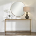 thumbnail image 2 of Maklaine Contemporary Metal Console Table with Mirror Top Self in Gold, 2 of 6