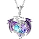 thumbnail image 2 of Cadenas con Dije de Dama DragónNeck01 1 Pza Collar Dragón/Corazón Plata/Morado Metal. High Monaco MXRGK-001, 2 of 5