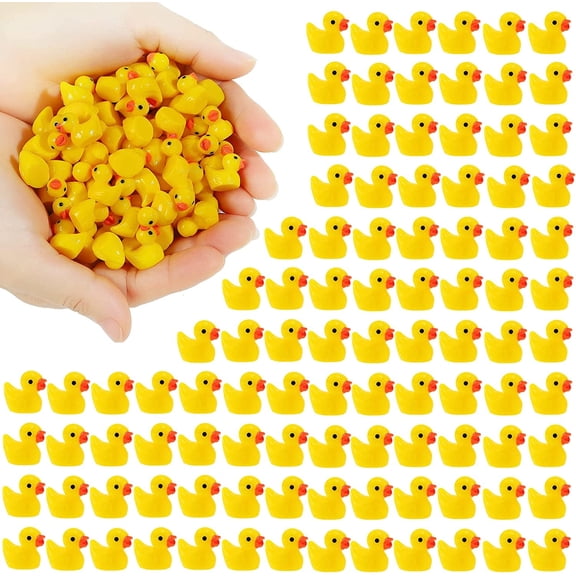 100 Pieces Mini Resin Ducks Yellow Tiny Duckies for School Project Accessories Miniature Characters Fairy Garden Landscape Aquarium Dollhouse Potted Plants Decorations