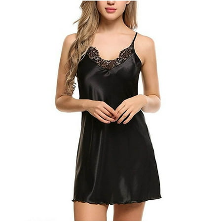 Tumotour Silk Sling Nightgowns For Women Mini Dress Pajamas Loungewear Sleeveless Nightgown Solid Color Sleepwear Chemise Lingerie Dress Tank Sleepwear Nightshirt