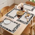 thumbnail image 5 of Black Letters Placemats Set of 6 Modern Minimalist Style Beige Place Mats Indoor Wipeable Table Mats Washable Cloth Dining Table Placemats for Kitchen Holiday Party Home Decor 13x19 Inch, 5 of 9