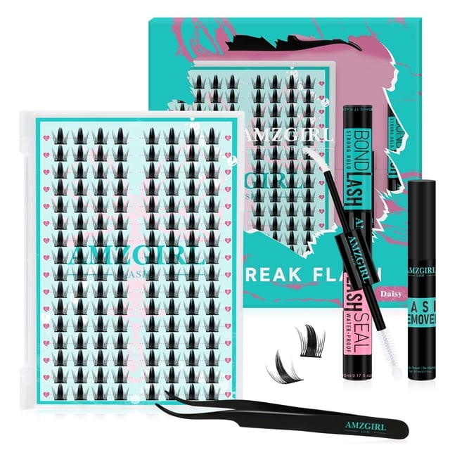 Kit de racimos de pestañas AMZGIRL LASH Daisy D-12 mm con adhesivo y sello