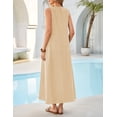 thumbnail image 3 of Merokeety Womens Summer Dresses Boho Ruched Tank Dress With Side Pockets Apricot m, 3 of 5