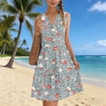thumbnail image 2 of Erwazi Women's Printed Summer Dresses V Neck Sleeveless Tank Button Front Maxi Beach Dress, 2 of 7
