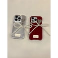 thumbnail image 4 of Korean Simple Luxury Dermatoglyph Pearl Bow Pendant Solid Color Case for iPhone 11 12 13 14 Pro Max Shockproof Back Cover, 4 of 5