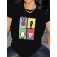 thumbnail image 1 of Women's Cartoon Print Crew Neck T-Shirt, Cotton 100% Knit Fabric, Sports , All Season, Medium Stretch Top, 1 of 7