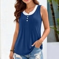 thumbnail image 2 of TAGOLD Womens Round-Neck Tank Top Ruched Button Panel V Neck 2 In 1 Sleeveless Top, 2 of 5