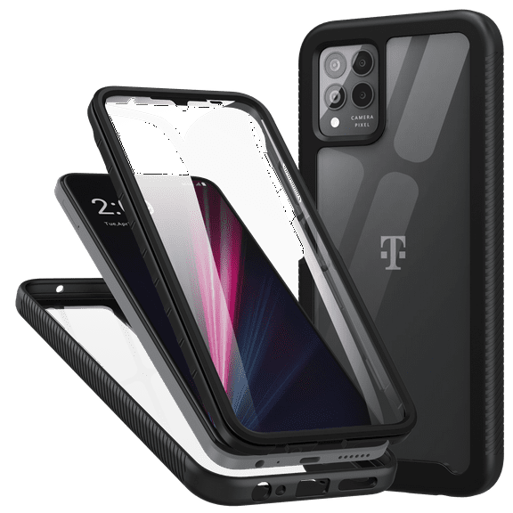 CBUS Heavy-Duty Phone Case with Built-in Screen Protector for T-Mobile Revvl 6 Pro 5G, Revvl 6x Pro 5G (Black)