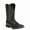 Black, variant on Mens Cowboy Boots Fall Winter Retro Embroidery Boots Mid Calf Chunky Outdoor Non-Slip Wear-Resistant Heel Western Boots