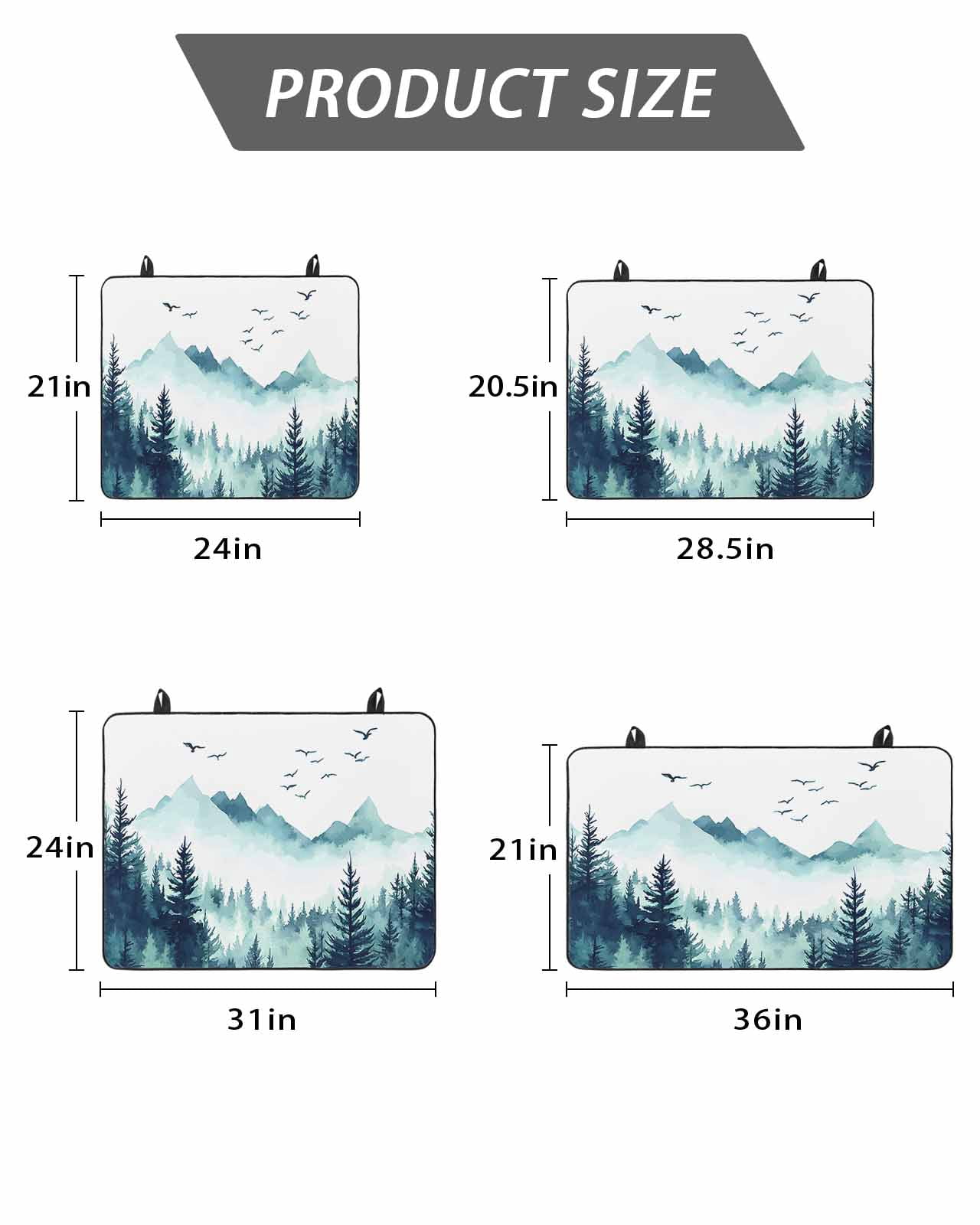 Stove Top Covers for Electric Stove, Turquoise Forest Glass Stovetop Cover Protector, Mountains Birds Fog Tree Scenery Induction Cooktop Protector Oven Mat for Kitchen Countertop 24"x21"