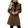 thumbnail image 2 of Qiggri Women's Winter Overcoat Peter Pan Collar Single Breasted Pea Coat A Line Outerwear Long Sleeve Pockets Work Office Business Casual XL, 2 of 9