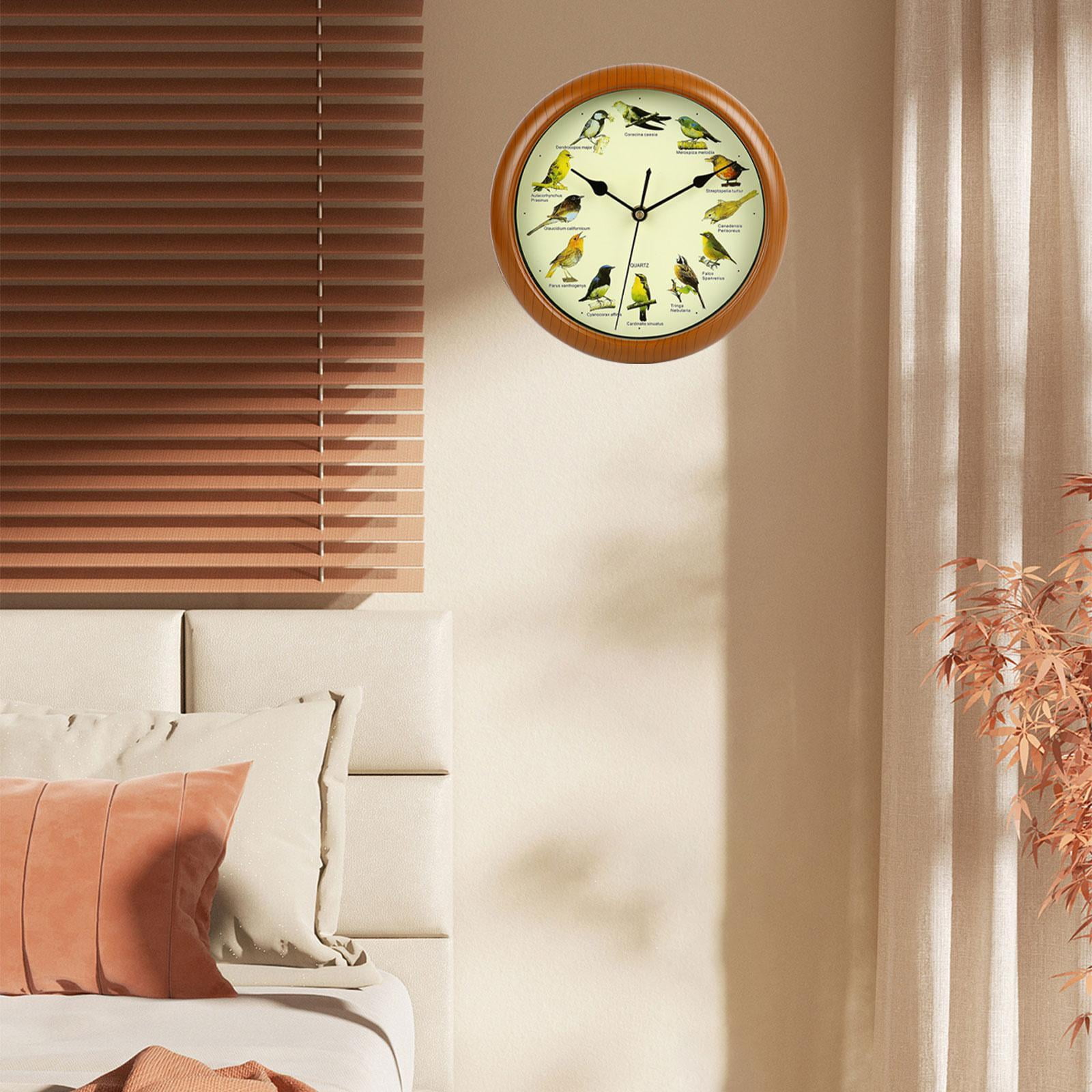 Baoblaze Bird Wall Clock Creative Round Bird Clock with Sound for Bedroom Home Office
