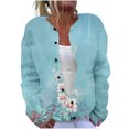 thumbnail image 2 of Cárdigan informal de punto estampado para mujer, con chaqueta abotonada y abrigo superior para mujer, 2 of 5
