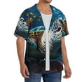 thumbnail image 2 of Sikiie Ocean Coral Turtle Men's Wrinkle Free Untucked Cuban Shirt Business Casual Button Down Shirts Short Sleeve ShirtLarge, 2 of 5