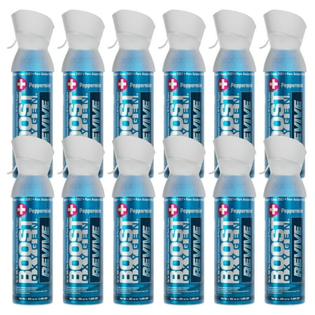 (12 pack) Boost Oxygen Portable Canned Oxygen, Peppermint, 5L