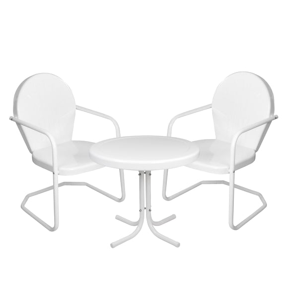 Northlight 3-Piece Retro Metal Tulip Chairs and Side Table Outdoor Set, White
