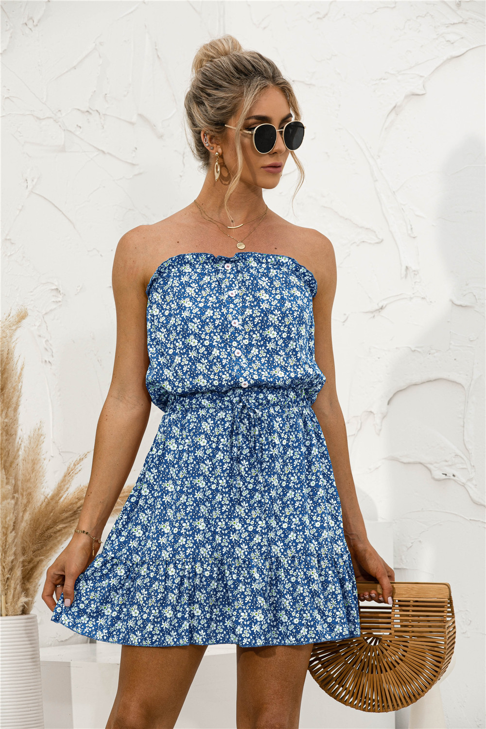 Juesua - New Women's Summer Sexy Off Shoulder Printed Sundress Elegant
