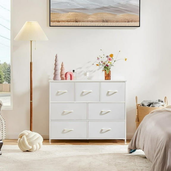White Dresser, Modern Simple Cabinet with Storage Drawers, Media Gaming Stand for Living Room, Bedroom