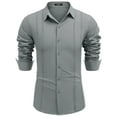thumbnail image 4 of Thrilos Long Sleeve Mens Dress Shirts Business Button Up Shirts Stretch Wrinkle Free Shirt Jacquard Work Tops, 4 of 9