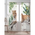 thumbnail image 2 of Sheer Curtains 96 Inches Long 2 Panels Set for Living Room, Tropical Leopard Parrot Semi Sheer Curtains for Windows, Watercolor Summer Palm Leaf Voile Window Treatments Rod Pocket Curtain, 2 of 7
