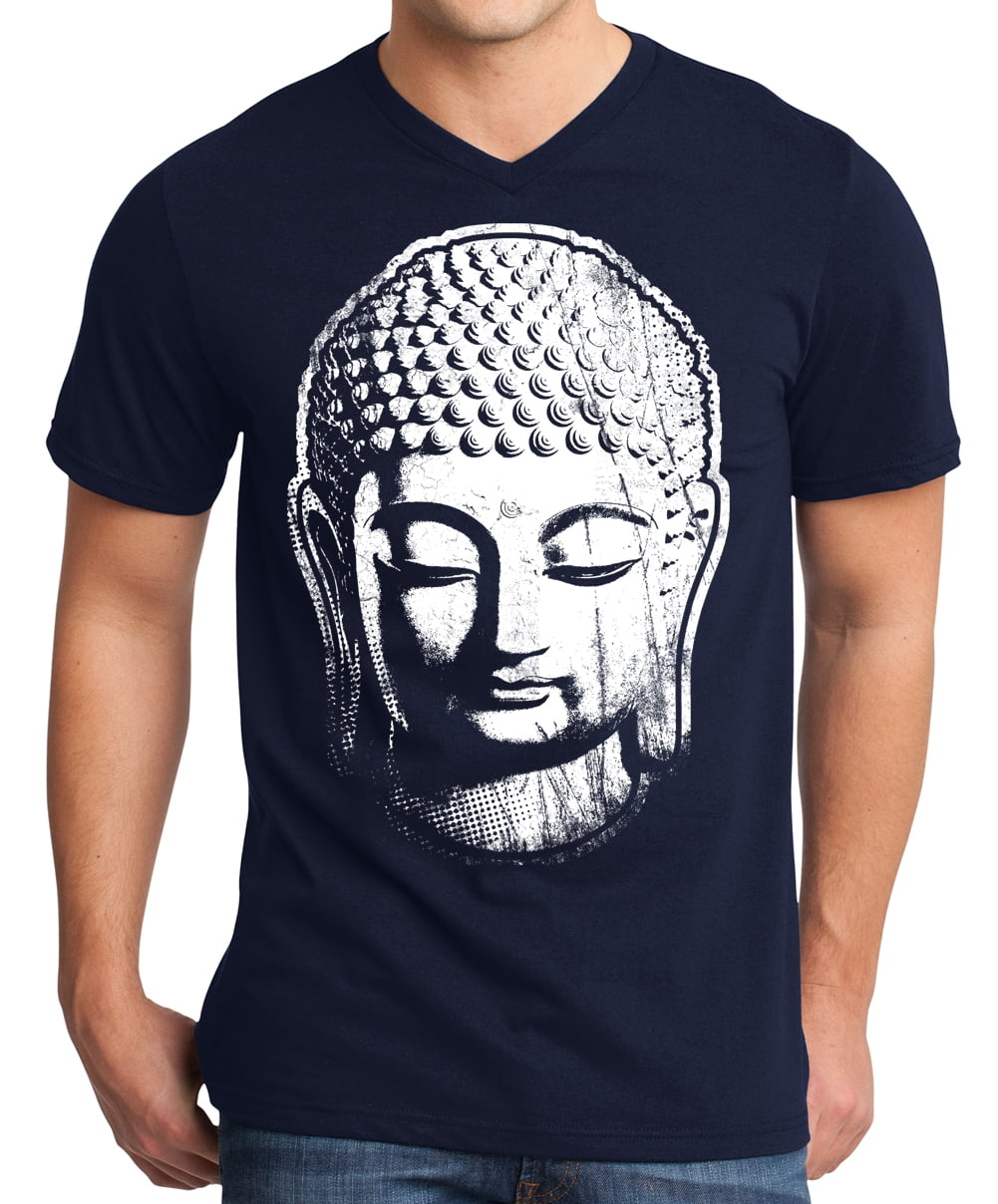 jern Kan ikke Ekstraordinær Mens Big Buddha Head Yoga V-neck Shirt - New Navy, XL - Walmart.com