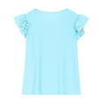 thumbnail image 4 of Cethrio Girls T-shirts with Ruffle, Casual Summer Crew Neck Soft Short Sleeve Tops Sky Blue Size 6, 4 of 4