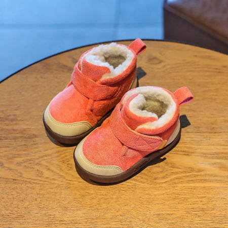 

Kuegmeu Toddler Baby Snow Non-slip Boots Winter Shoes Boys Girls Cold Weather Baby Faux Fur Shoes Baby Comfy Soft Sole Walking Plush Thickened Big Cotton Shoes for 1-2-3-14 Year Pink 6.5
