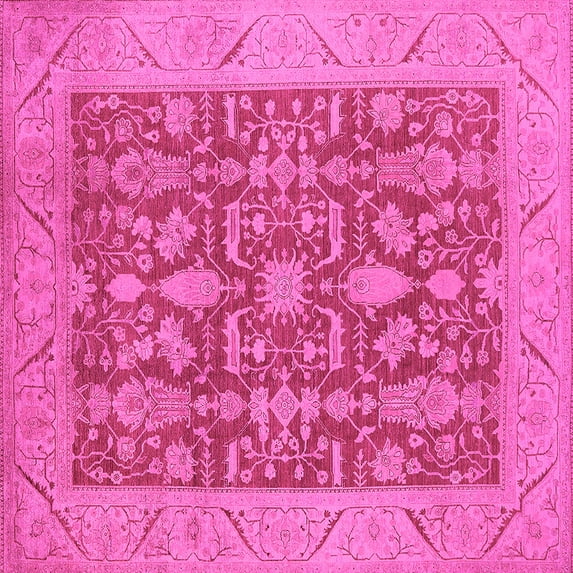 Ahgly Company Indoor Square Oriental Pink Traditional Area Rugs, 7' Square